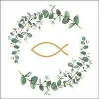 Ambiente Luxury Paper Products Papierserviette, Servietten Papier 33x33cm 3-lag mit christlichem Ichthys Motiv 20 Stk