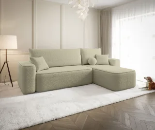 Ecksofa Schlafsofa Sofa AGEPO Stoff Quelle Latte Ottomane Rechts