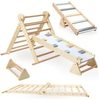 Mamabrum Klettergerüst Holz Kletterdreieck mit Leiter - Perfekt für den Indoor-Spielspaß