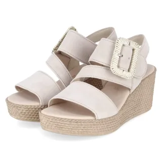 Gabor Espadrille-Sandaletten - Gr. 38,5 - Beige - Rauleder