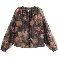 LAURA ASHLEY Chiffonbluse Laura Ashley Chiffonbluse mit Glitzer und Rüschen (1-tlg)