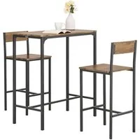 SoBuy Bartisch OGT03, Küchentisch-Set für 2 Personen, Esstisch Essgruppe Gartentisch, Bartisch Set 3-teilig Esstisch Bistrotisch Balkonmöbel Bistromöbe