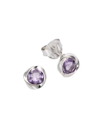 Zeeme Gemstones Ohrringe Silber 925 rhodiniert mit echtem Amethyst