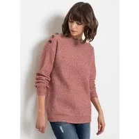 bonprix Strickpullover in Melange-Optik, leicht überschnittene Schultern mit Knopfverzierung
