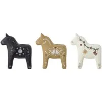 Bloomingville Kerzenständer Siffer (Set, 3 St., 3er Set), Dalapferd, gemustert, 9,5 x 10 x 4,5 cm, mehrfarbig