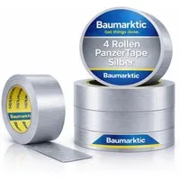 Baumarktic Klebeband 4x Duct Tape silber – Panzertape Gewebeklebeband Reparaturband (4-St., Set)