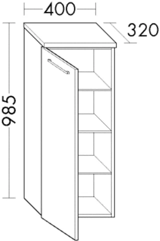 Burgbad Halbh. Schrank Crono HGL 985x400x320 Weiß Ultramatt, SEUN040LF5693 SEUN040LF5693