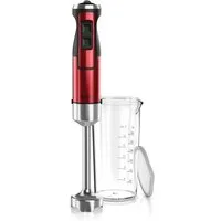 Arendo Stabmixer Edelstahl Pürierstab in Rot mit Messbecher, Handmixer, stufenlose Rege, 1000 W, Turbotaste, Abnehmbarer Mixfuß, GS-Zertifiziert