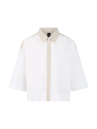 Marc Cain Sports - Baumwoll-Kurzbluse mit Kontrast-Details off-white - Gr. - 36