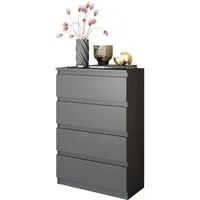 Furnica Kommode Anthrazit Kommode 60 cm mit 4 Schubladen- Wohn - und Schlafzimmer