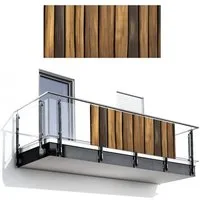 MuchoWow Balkonsichtschutz Holz - Dielen - Naturtöne (1-St) Balkon Sichtschutz 90x200, Windschutz für Zaun PVC, 200x90 cm