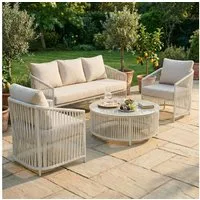 IDIMEX Gartenlounge-Set KULO, (4-tlg), mit 3-Sitzer und 2 Sesseln inkl. Kissen aus Aluminium und Rope Beige