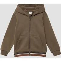 s.Oliver Sweatjacke Sweatshirt Jacke Zip-Hoodie mit Elastikbund und großem Rückenprint