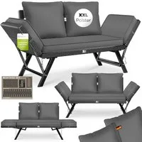 KESSER Gartenbank Polyrattan Gartensofa 4-in-1 mit Liegefunktion & Verstell-Funktion (Gartencouch mit Sitzkissen & Rückenkissen Extra Dicke & Weiche Polster), Balkon-Sofa Wetterfest für Garten, Balkon & Terrasse