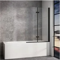 IMPTS Badewannenaufsatz Duschwand für Badewanne Badewannenfaltwand Faltbar 100-140cm, Glas Alu, (Set, 2 tlg), Duschabtrennung für Badewanne