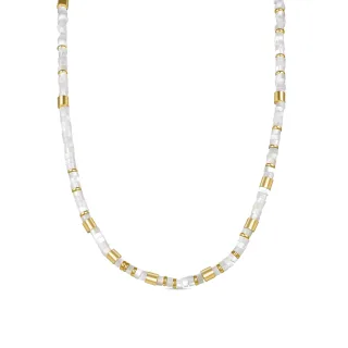 Luxenter Halskette aus 925er Sterlingsilber mit weißem Perlmutt und 18K Gelbgold - Wicoy