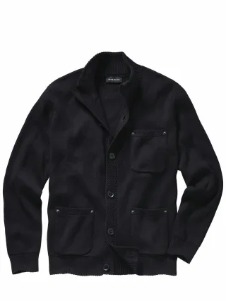 Mey & Edlich Herren Robuster Cardigan Schwarz 100 % Baumwolle (bio)