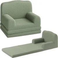 GarveeMore Kindersofa 2-in-1 Schlafsofa Sofabett Klappsofa für Kinder aus Teddystoff