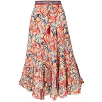 Guru-Shop Minirock Langer Boho Stufenrock, Maxirock Hippie chic,.. alternative Bekleidung