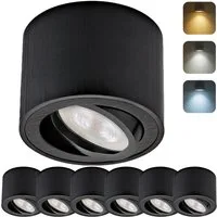 Sweet LED LED Aufbaustrahler 6er Set flach 5W CCT (3000K/4000K/6500K) Spots schwenkbar 230V schwarz, schwenkbar, LED wechselbar, warmweiß, neutralweiß, kaltweiß, CCT, schwenkbar, LED Deckenstrahler