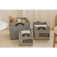 moebel-direkt-online Aufbewahrungskorb 3tlg. Korbset, Taschenset (Spar-Set, 3tlg. Set), Schriftzug "STORAGE", Filz, 2 Tragegriffe