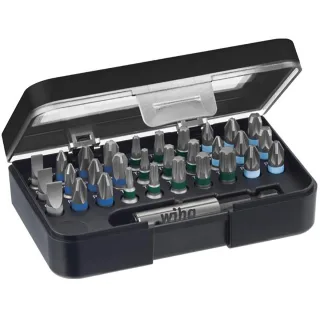Wiha Bit Set Standard 25 mm gemischt 31-teilges Set 1/4 zoll C6,3 in Box mit Gürtelclip - 41126