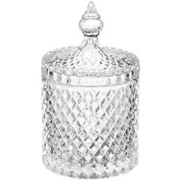 WestCraft Vorratsdose Glück im Glas - Diamant Bonboniere, Bonbondose, für Süßigkeiten, Glas, (2-tlg), transparent, Bonbonglas mit Glas Deckel, Vorratsglas wie im Kiosk