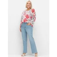 Sheego Bequeme Jeans Bootcut-Jeans mit Used-Effekten, extralang