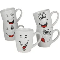 EDCO Tasse Kaffeebecher mit Smiley-Gesicht 300ml Kaffeetasse Kaffeepott Teetasse, Keramik