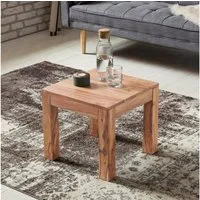 FINEBUY Couchtisch SuVa2394_1 Massiv-Holz 45cm Wohnzimmertisch Landhaus Beistelltisch (Akazie Massivholz, 45x45x40 cm Quadratisch Modern), Kleiner Wohnzimmertisch, Sofatisch Kaffeetisch