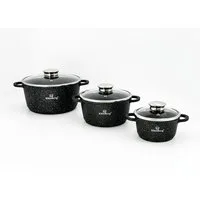 KlönBerg Topf-Set Wunderschöne Töpfe mit Steinbeschichtung in 3 verschiedenen Größen, Aluminiumguss, Keramik, Edelstahl (Passt in jede Küche! (2.4L / 4.3L / 6.1L), 6-tlg., Es ist eine perfekte Geschenkidee für jeden Anlass), Innovative Aroma Knob-Gri