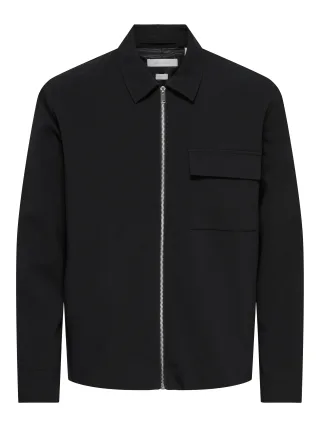 ONLY&SONS - ONSWILL REG 0292 ZIP OVERSHIRT FRML NOOS Jet Black - Gr. - M