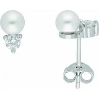 Adelia´s Paar Ohrstecker Perlen Ohrstecker Ohrringe 925 Silber mit Zirkonia, Silberohrringe Perle