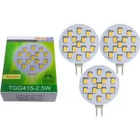 TRANGO LED-Leuchtmittel, 3er Pack G415-2.5/3 LED Leuchtmittel G4 Fassung zum Austausch G4 MR16 Halogen Leuchtmittel 12Volt AC/DC - 2.5 Watt 250 Lumen 3000K warmweiß Möbel Einbaustrahler, 3 St., Schrank Einbauleuchte, Deckenleuchte