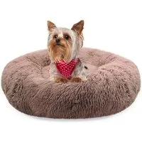 Bluzelle Tierbett Premium Hundebett Hundekissen Donut / Katzenbett Katzenkissen / XXS, Flauschig Kuschelig Weiches Kunstfell, für Kleine Hunde / Hundekorb / Rund Waschbar Plüsch Kissen Tier Bett