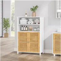 MSMASK Badkommode Badezimmerschrank, mit 2 offene Fächer, 60 x 30 x 100cm, Weiß