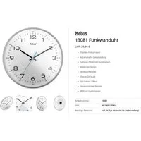Mebus Wanduhr 13081 Funk Funkuhr 30 cm Grau Leisegang-Uhrwerk (Leisegang-Uhrwerk)