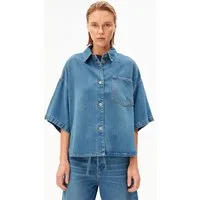 Armedangels Kurzarmbluse DENIM Jeans-Overshirt aus Baumwoll-Lyocell-Mix Oversized Fit