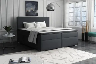 Boxspringbett Schlafzimmerbett SOREL 140x200cm Stoff Soro Schwarz