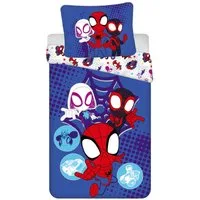 Spiderman Bettwäsche - Set 140x200 cm + 70x90 cm aus 100% Baumwolle mit Reißverschluss, Baumwolle, bestehend aus Deckenbezug und Kissenbezug