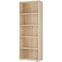 Casaria Bücherregal Vela, Eiche Holz 5 Fächer 190x60x28cm Wand Standregal Büroregal für Ordner