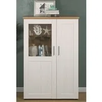 trendteam Vitrine Shade Hochschrank Schrank Highboard Kommode Regal Weiß Eiche 95x140x38cm