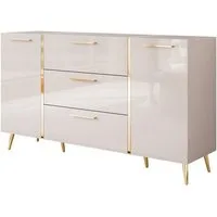 ALLHOUSE24 Kommode Kommode 158 cm Kaschmir Hochglanz GOLD Metallfüße Sideboard (1x Kommode), Breite 158 cm