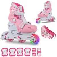 JAMBACH Inlineskates, verstellbare Größe blinkende Rolle Einsteiger Set