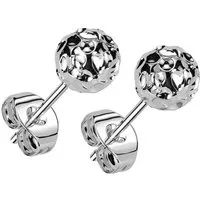 viva-adorno Paar Ohrstecker Edelstahl Ohrringe Kugel Ball rund gehämmert Damen Ohr Schmuck, Kugelohrstecker Kugelohrringe