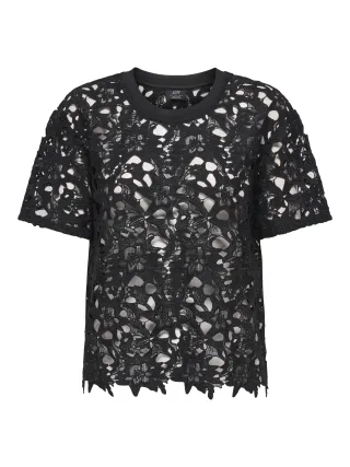 JDY - JDYVANYA S/S LACE TOP JRS Black - Gr. - L