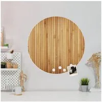 banjado Magnettafel Stahl Rund Bambusholz, (inkl. 4 Magnete, Runde Stahlmagnettafel)