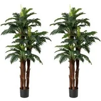 Kunstbaum, COSTWAY, Höhe 191 cm, künstliche Tropenpflanze mit verstellbaren Blättern, 1,9 m hohe