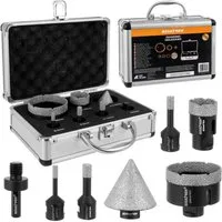 BIGSTREN Lochsäge Diamant-Lochbohrer M14-Zahnkränze 6-68 mm, Ø 68 mm, Spar-Set, 11-tlg., 11.000 U/min, Kompatibilität mit Winkelschleifern und klassischen Bohrmaschinen