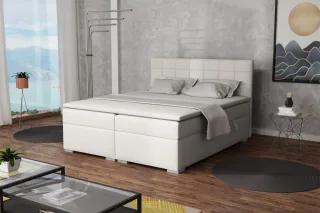 Boxspringbett Schlafzimmerbett FARUK 140x200cm Stoff Aragon Ecru